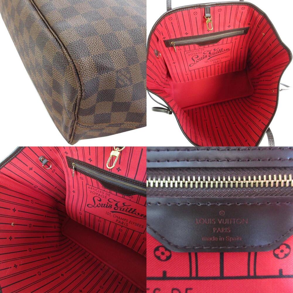 LOUIS VUITTON Brown Damier Leather Neverfull MM Tote Bag - Picture 4 of 5